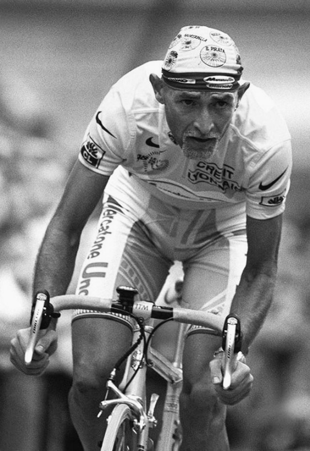 Marco Pantani racing in the Tour de France